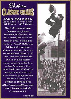1998 Cadbury Classic Grabs #4 John Coleman Back